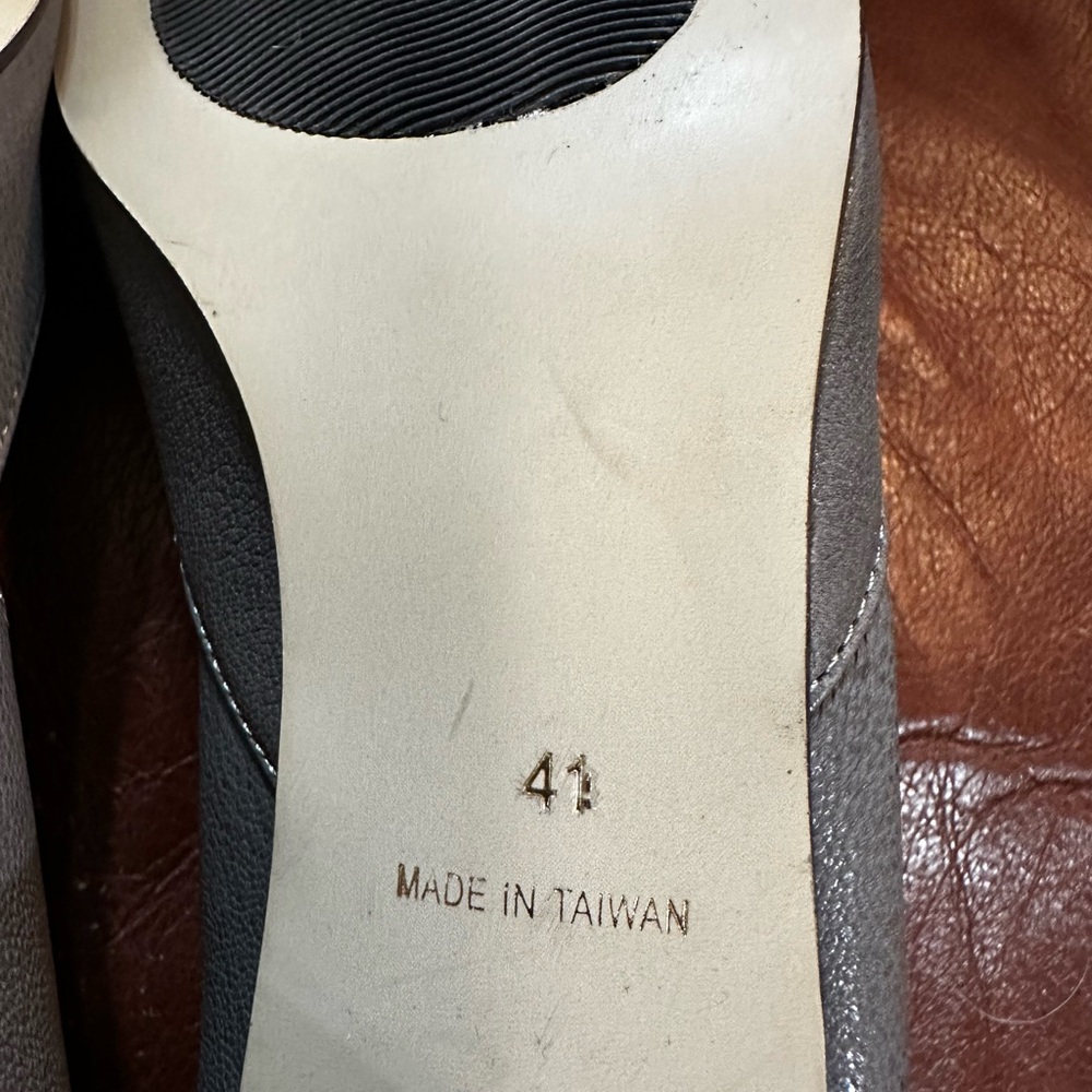 All Black - Grey Peep Toe Heels Size 41 (US Size 10.5) - Picture 10 of 11